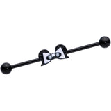 14G Black Bow Panda Bear Industrial Barbell 38mm