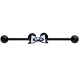 14G Black Bow Panda Bear Industrial Barbell 38mm