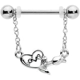 14G 11/16 Love Rose Dangle Nipple Ring Set