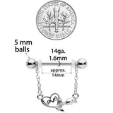 14G 11/16 Love Rose Dangle Nipple Ring Set