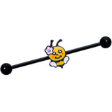 14G Aurora Gem Black Yellow Happy Bee Industrial Barbell 38mm