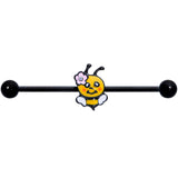 14G Aurora Gem Black Yellow Happy Bee Industrial Barbell 38mm