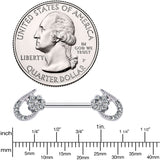 14G 5/8 Clear Gem Heart Flower Barbell Nipple Ring Set