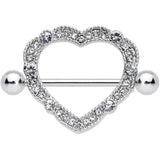 14G 9/16 Clear Gem Love Hearts Nipple Shield Set