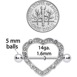 14G 9/16 Clear Gem Love Hearts Nipple Shield Set