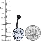 Black White Calavera Sugar Skull Belly Ring