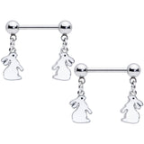 14G 9/16 Glow in the Dark Easter Bunny Dangle Nipple Ring Set