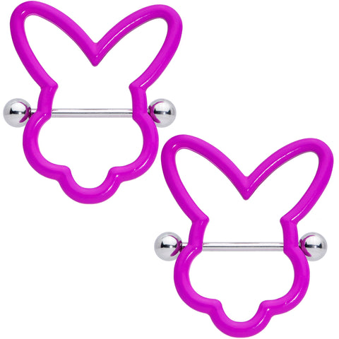 14G 9/16 Pink Glow in the Dark Easter Bunny Nipple Shield Set