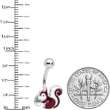 Brown White Snacking Squirrel Belly Ring