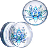 Clear Blue Acrylic Lotus Flower Saddle Plug Set
