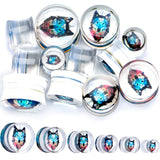 Clear Blue Brown Wolf Acrylic Saddle Plug Set