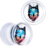 Clear Blue Brown Wolf Acrylic Saddle Plug Set