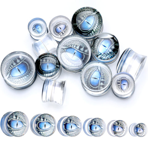 Clear Blue Acrylic Dragons Eye Saddle Plug Set