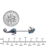 14G 9/16 Nautical Seahorse Barbell Nipple Ring Set