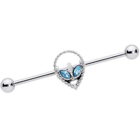 14G Aqua Gem Hollow Alien Industrial Barbell 38mm
