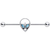 14G Aqua Gem Hollow Alien Industrial Barbell 38mm