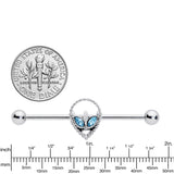 14G Aqua Gem Hollow Alien Industrial Barbell 38mm