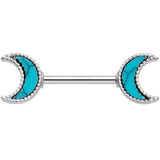 14G 9/16 Faux Turquoise Crescent Moon Barbell Nipple Ring Set