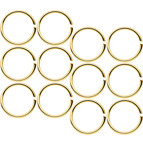 20G 5/16 Gold Tone Anodized Seamless Circular Ring Set of 12