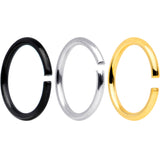 18G 5/16 Black Gold Tone Anodized Seamless Circular Ring Set of 12