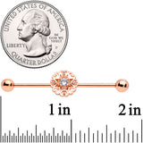 14G Clear CZ Gem Rose Gold Tone Hearts Industrial Barbell 38mm