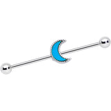 14G  Faux Turquoise Crescent Moon Industrial Barbell 38mm
