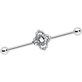 14G Clear Gem Baroque Cross Industrial Barbell 38mm
