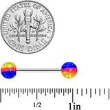 Blue Orange Yellow UV Glow Acrylic Ball Barbell Tongue Ring