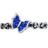 Blue Gem Ornate Butterfly Toe Ring