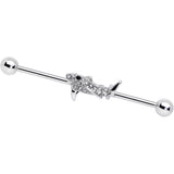 14G Clear Black Gem Shark Industrial Barbell 38mm