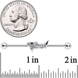 14G Clear Black Gem Shark Industrial Barbell 38mm