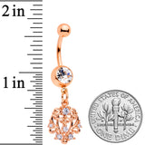 Clear CZ Gem Rose Gold Tone Elegant Abstract Dangle Belly Ring