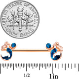 14G 9/16 Aqua Gem Rose Gold Tone Mermaid Nipple Ring Set