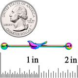 14G Clear Gem Rainbow Bird Industrial Barbell 38mm