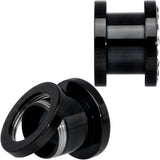 00G Clear Gem Black Anodized Screw Fit Tunnel Plug Set