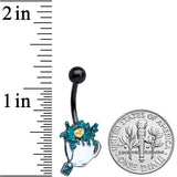 Black Creepy Halloween Tea Belly Ring