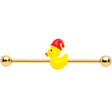14G Gold Tone Sleepy Duck Industrial Barbell 38mm