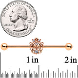 14G Clear CZ Gem Rose Gold Tone Elegant Industrial Barbell 38mm