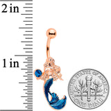 Aqua Gem Rose Gold Tone Mermaid Belly Ring