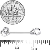 14G 5/8 Clear Gem Heart Swirl Barbell Nipple Ring Set