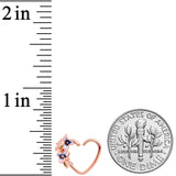 18G 3/8 Rose Gold Tone Blue Flower Heart Right Closure Ring
