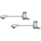 14G 9/16 Western Boot Hat Barbell Nipple Ring Set