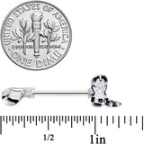 14G 9/16 Western Boot Hat Barbell Nipple Ring Set