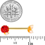 14G 9/16 Red Gem Gold Tone Blowfish Barbell Nipple Ring Set