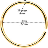 22G 5/16 Gold Tone Anodized Seamless Circular Ring Set of 12