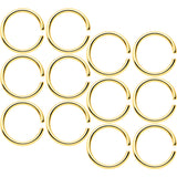 18G 5/16 Gold Tone Anodized Seamless Circular Ring Set of 12