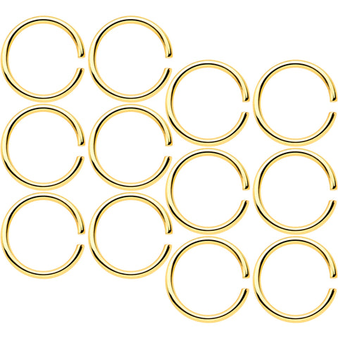 18G 5/16 Gold Tone Anodized Seamless Circular Ring Set of 12