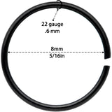 22G 5/16 Black Anodized Seamless Circular Ring Set of 12