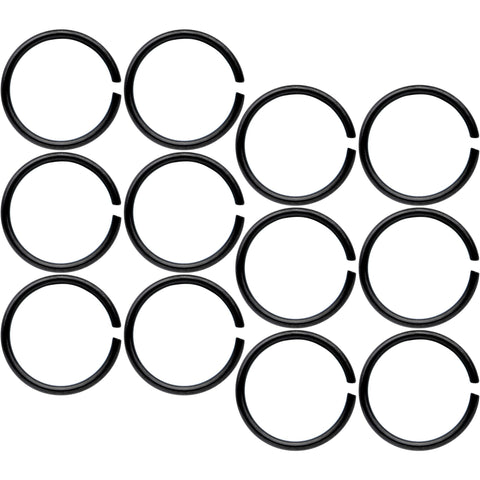 20G 5/16 Black Anodized Seamless Circular Ring Set of 12