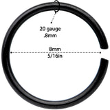 20G 5/16 Black Anodized Seamless Circular Ring Set of 12